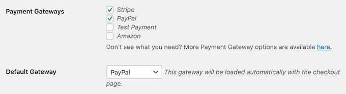 Choose a default payment method