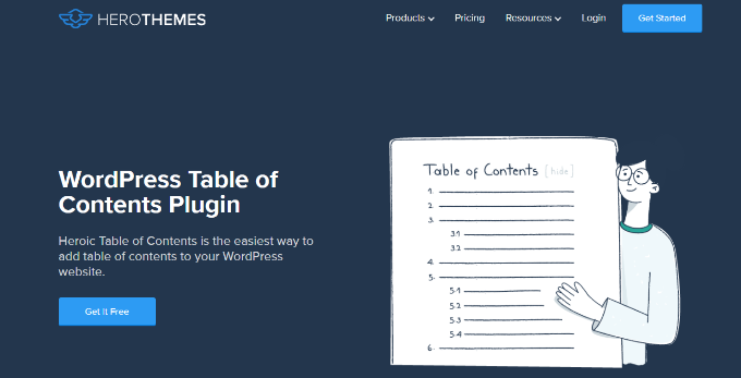 HeroThemes table of content