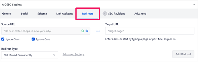 Redirect post or page easily