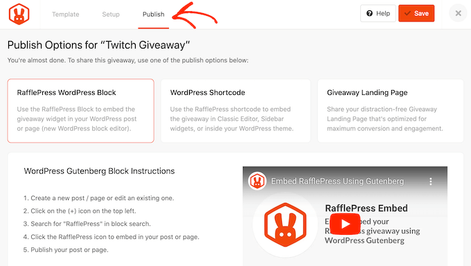 How to publish a Twitch giveaway using WordPress