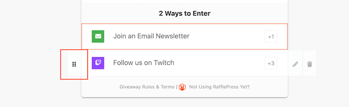 Rearranging your giveaway entry methods