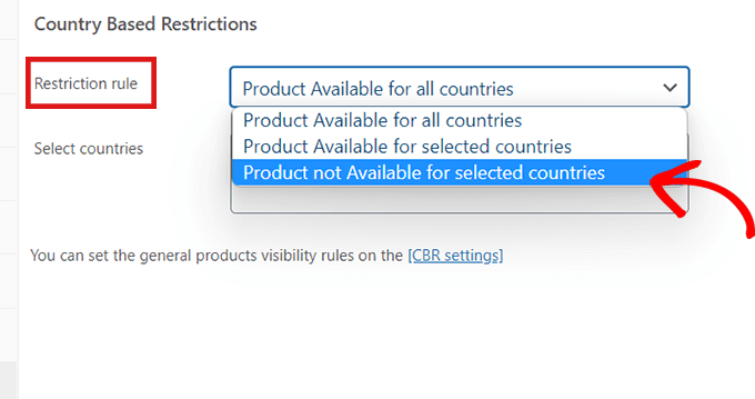 选择产品不适用于选定国家/地区选项