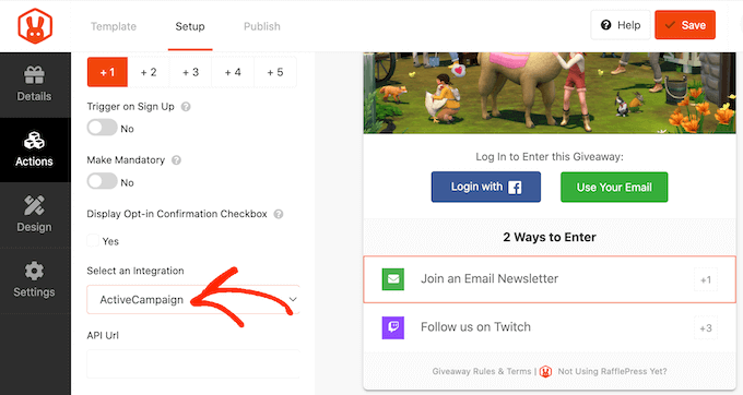 Adding an email marketing service to your RafflePress contest