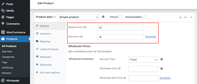 The WooCommerce pricing settings