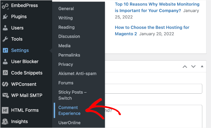 Comment Experience in WordPress Settings Comment Experience in WordPress Settings