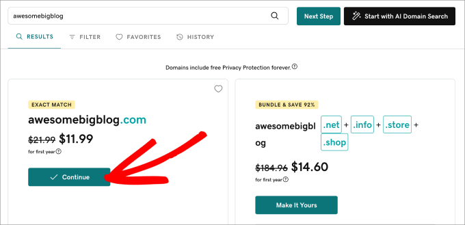 continue buying domain