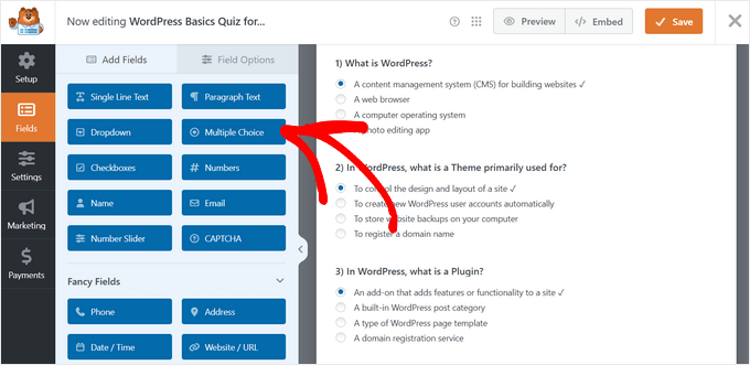 Adaugă câmpul Multiple Choice la testul tău