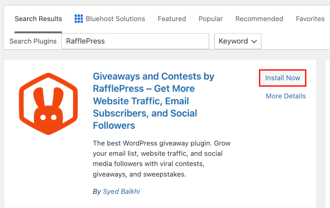 Instalarea RafflePress în WordPress