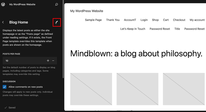 How to remove the sidebar in a block-based WordPress template