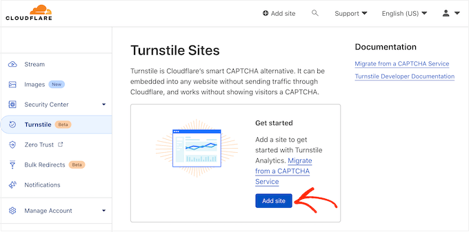 Adding a site to the Cloudflare dashboard