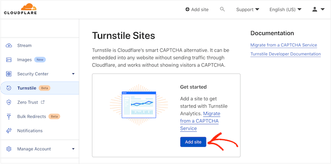 Добавление сайта в панель инструментов Cloudflare