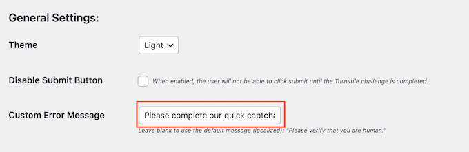Creating a custom error message for a WordPress CAPTCHA