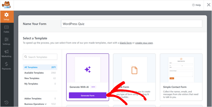Apasă pe opțiunea Generate with AI