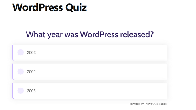 WordPress 中的实时测验示例