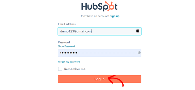 登录您的 HubSpot 帐户