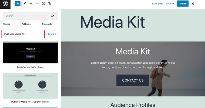 Publisher Media Kit Block Patterns