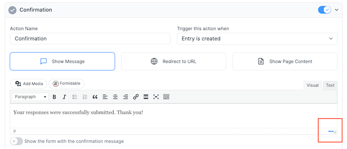 Adding dynamic text to the quiz submission message