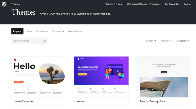Den officiella WordPress-temakatalogen Den officiella WordPress-temakatalogen