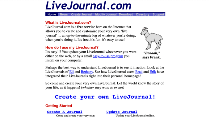 The History of Blogging - LiveJournal 1999