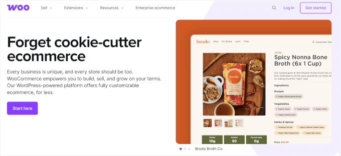 WooCommerce's homepage