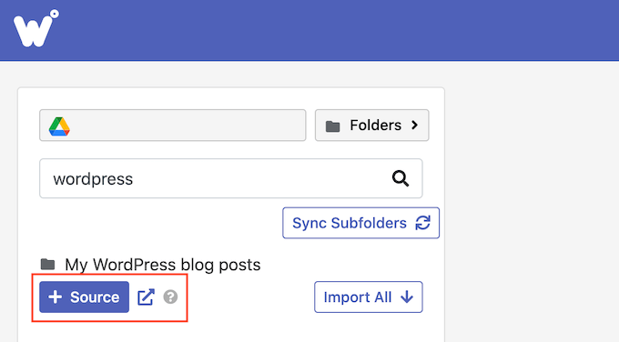 WebHostingExhibit adding-source-folder How to Easily Import Google Docs to WordPress (4 Ways)  