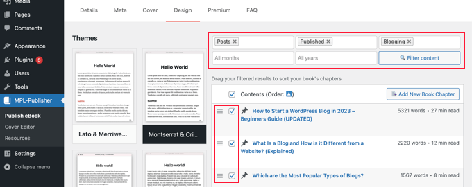 Filtering Posts in MPL-Publisher