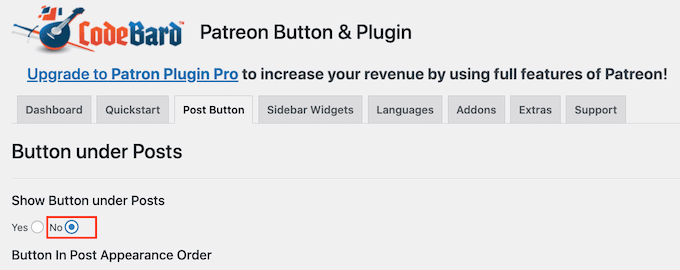 Adding a Patreon button to your WordPess website using the CodeBard plugin