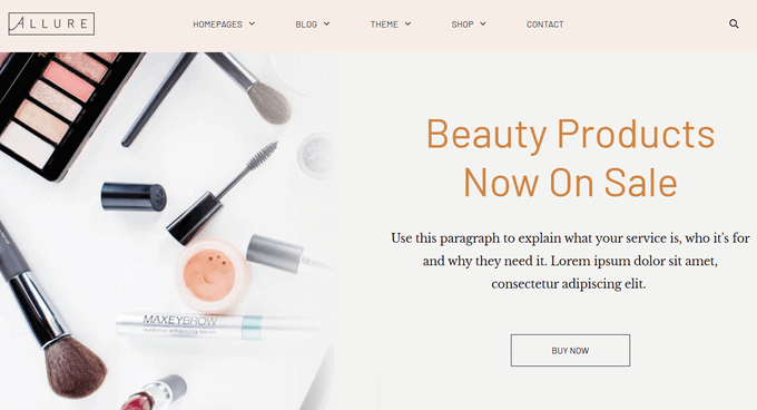 An example of a WooCommerce theme, created using Thrive