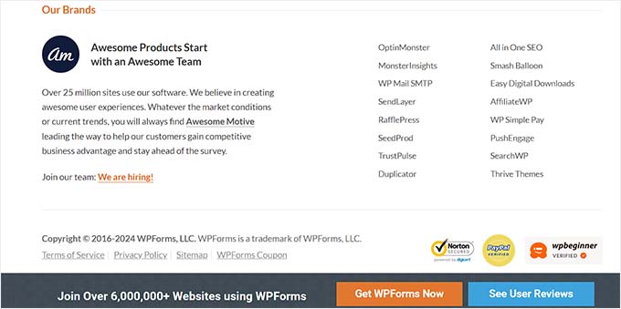 WPForms footer