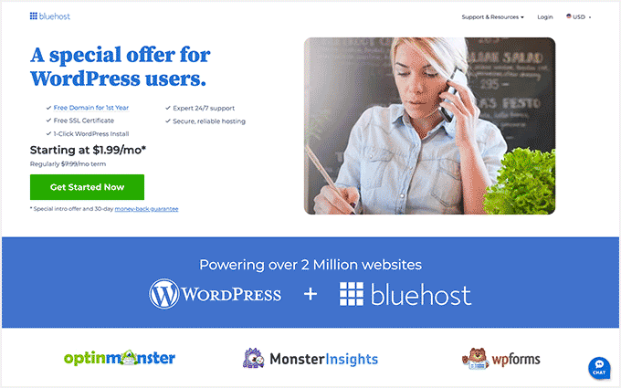 The Bluehost special offer for WPBeginner readers Bluehost offer for WPBeginner readers