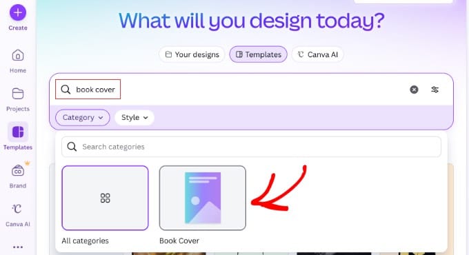 Categoria de șabloane pentru coperți de carte Canva