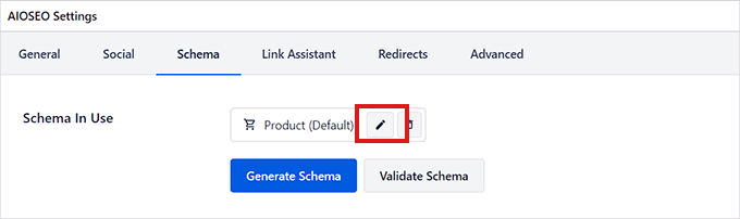 Click the Edit button next to the Schema in use option
