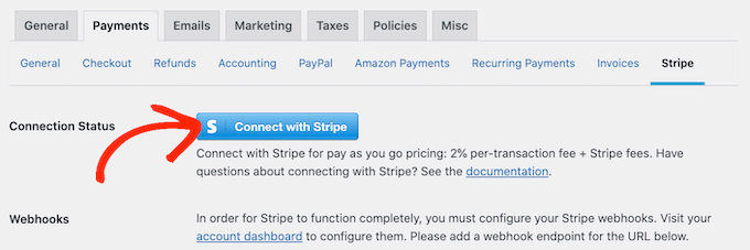 Connecting the Stripe payment gateway to WordPress