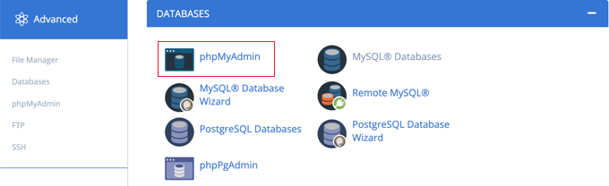 从控制面板启动 phpMyAdmin