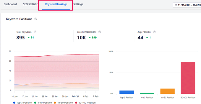 Keyword rankings overview