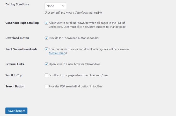 Configure other PDF viewer settings like PDF downloads