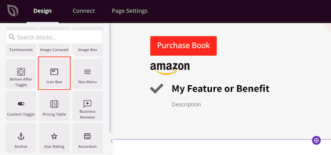 Adding an Icon Block to a SeedProd landing page design