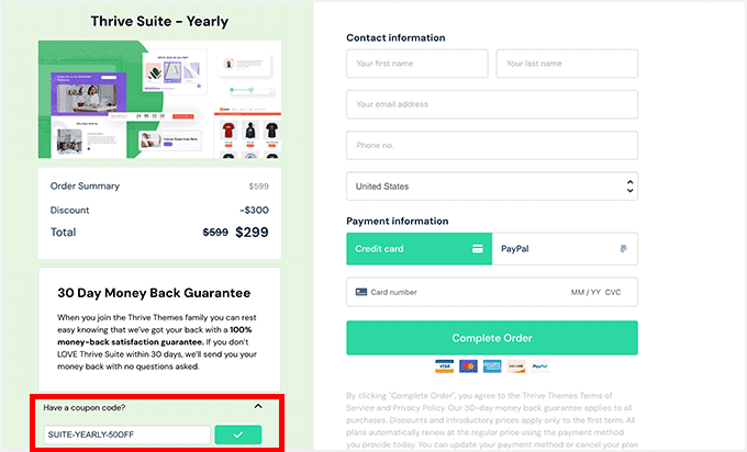Pago de Thrive Themes