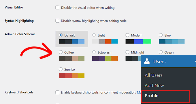 Change the color scheme of the admin dashboard