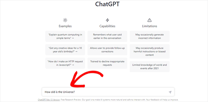 在 ChatGPT 中输入文本提示