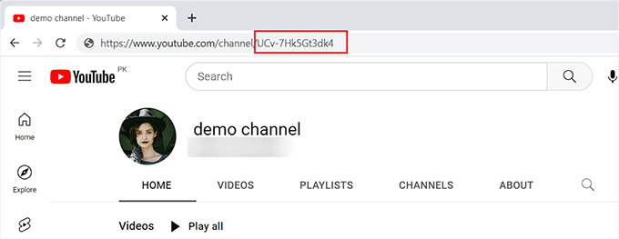 Copy the code after channel or user in the URL