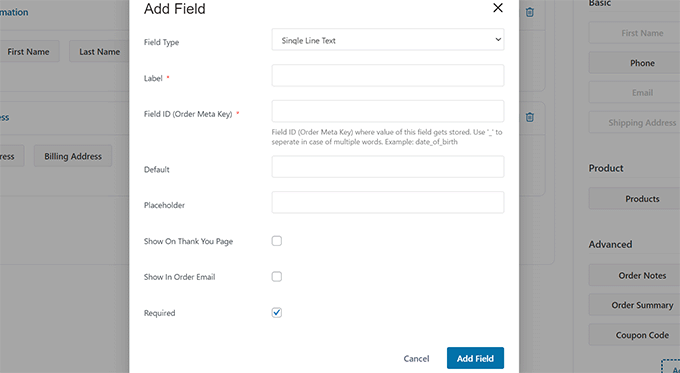 Create a custom checkout field