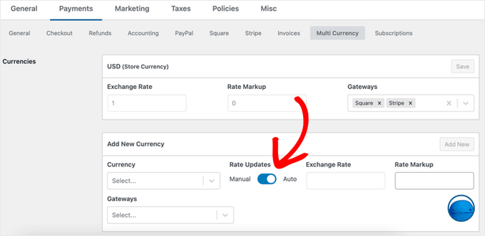Setări multi-valutare în EDD