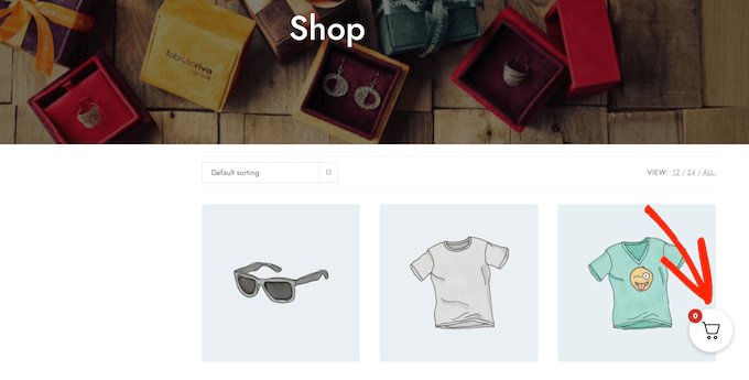 An example of a sliding side cart in WooCommerce