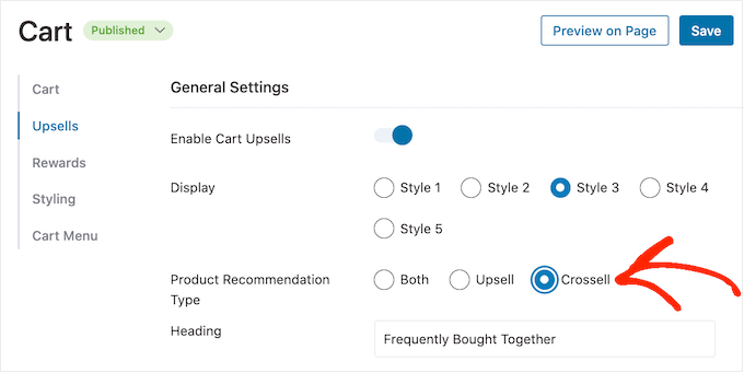 FunnelKit's product recommendation settings