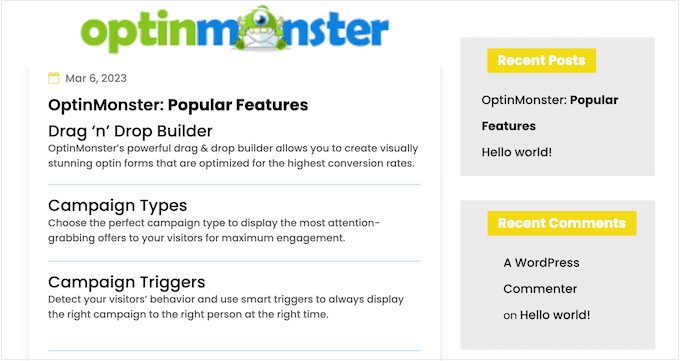 A custom shape divider, created using the built-in WordPress tools