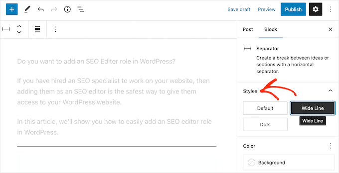 在 WordPress 中添加不同的线条样式