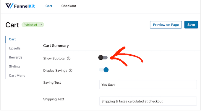 Showing the subtotal on your eCommerce cart page