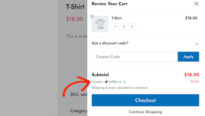 How to accept coupon codes in a sliding side cart
