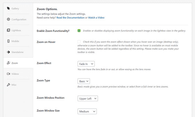 Configure zoom settings